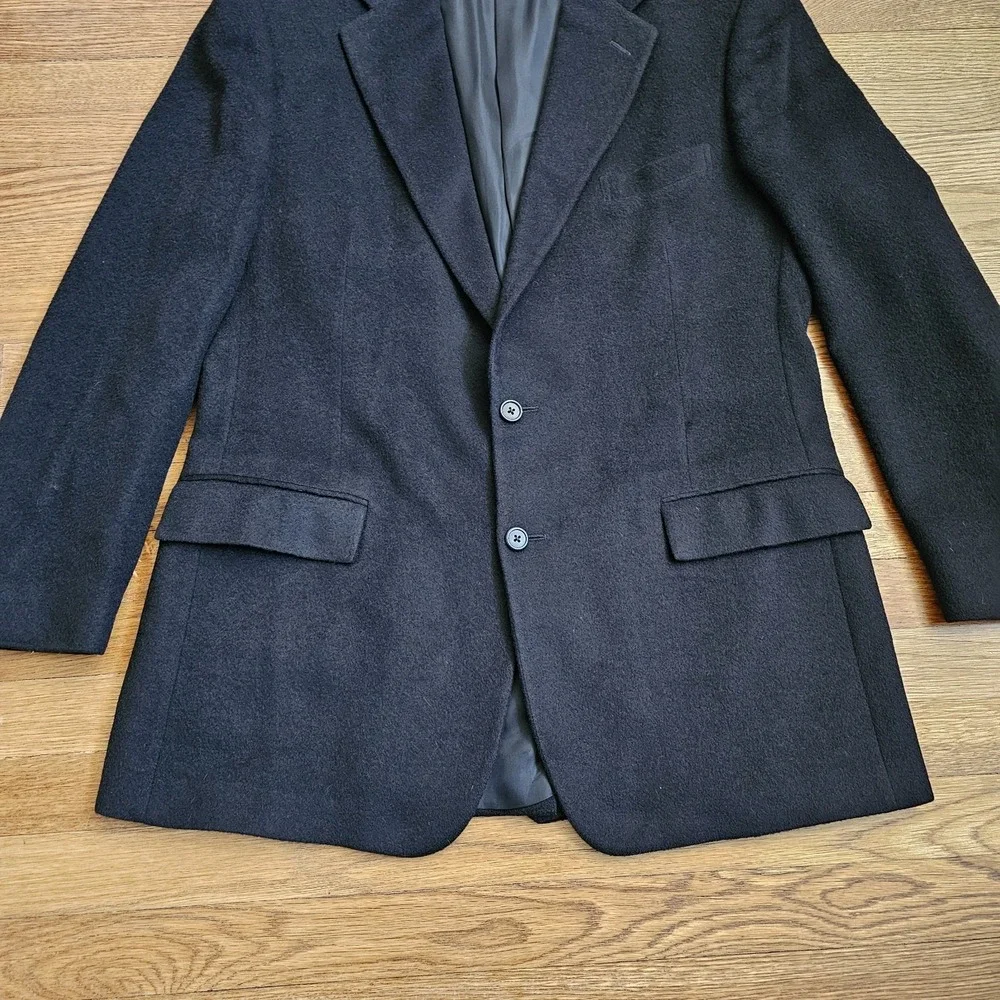 Vintage Polo Ralph Lauren Blazer Men 43L Black Camel Hair Sport Coat Made in USA